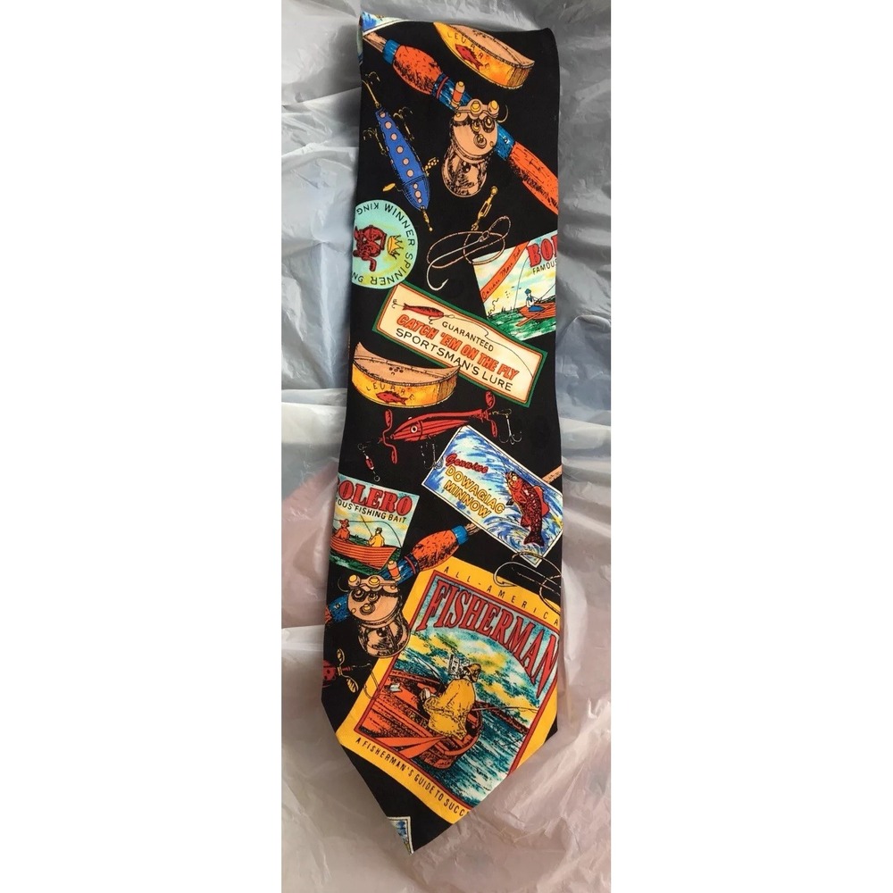 ADDICTION Fishing Boat‎ Necktie 100% Silk EXCELLENT